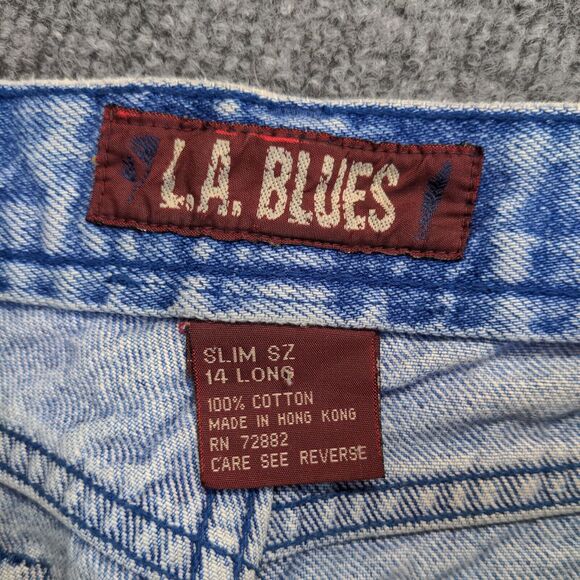 L.A. Blues Women's Slim Tapered Leg Jeans Blue 14 Long Light Stone Wash Denim - Picture 10 of 12